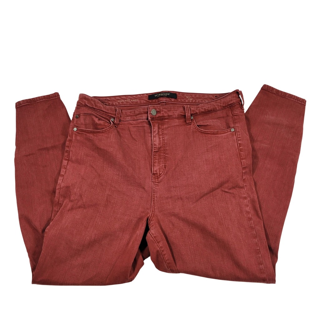 Liverpool High Rise Ankle Jeans Womens 16 Cherry Wood Excellent Skinny LM2100WF